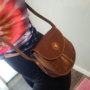 Valentino Vintage Monogram V Brown Crossbody Shoulder bag